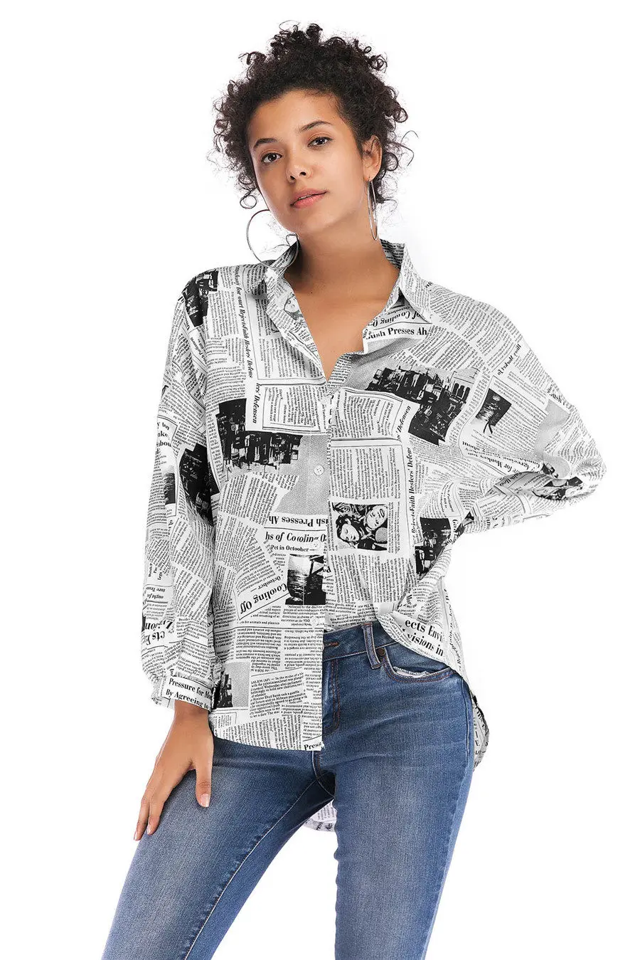 Gladiolus 2018 New Autumn Shirt Women Batwing Sleeve Letter Printed Loose Irregular Long Blouse Women Shirts Ladies Tops blusas (13)