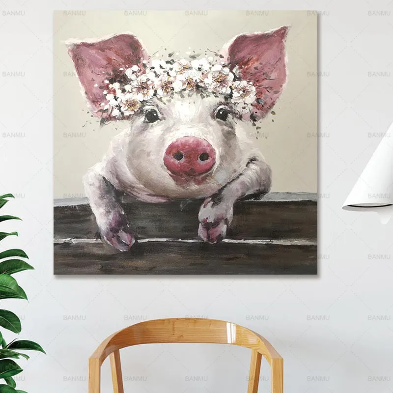 Picture wall art posters and prints Cartoon Pig Frameless Canvas Painting animal poster Decorative pictures for Living room Picture wall art posters and prints Cartoon Pig Frameless Canvas Painting animal poster Decorative pictures for Living room
