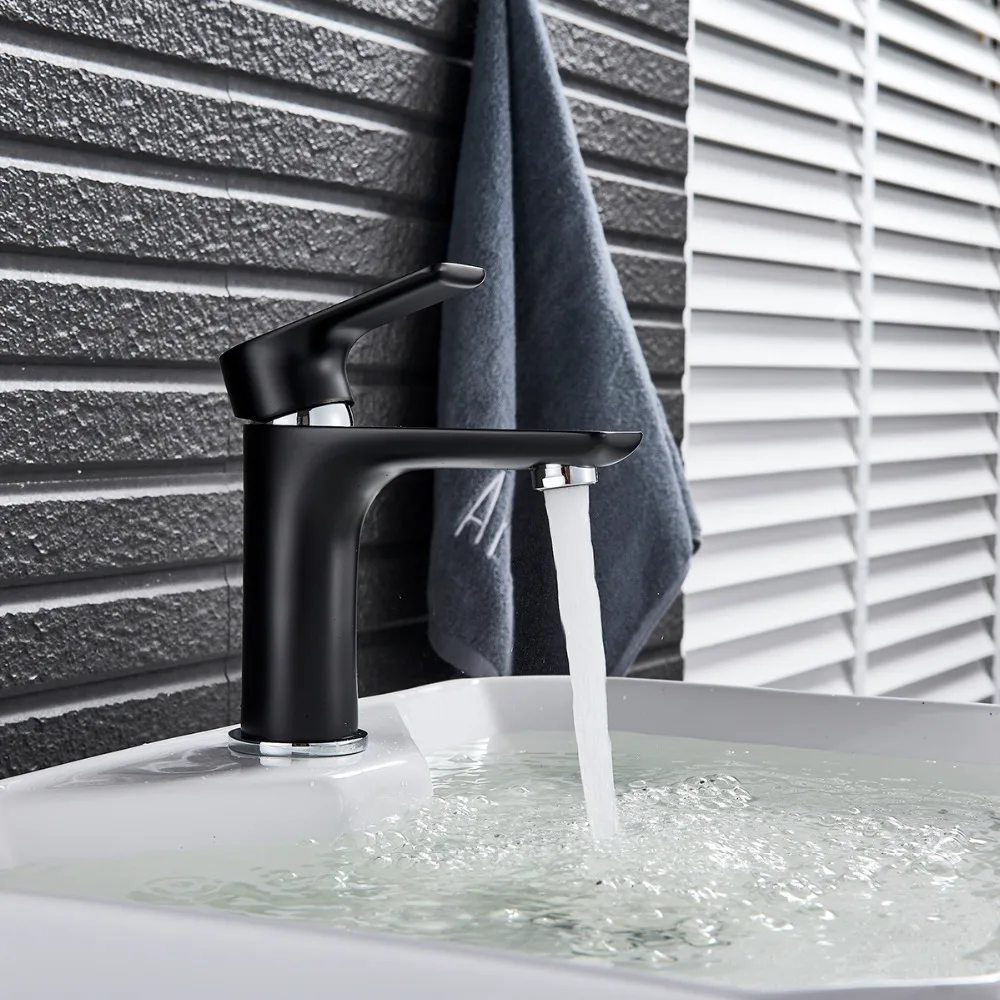 

Bathroom Waterfall Basin Sink Faucet Single Handle Black Vanity Sink Mixer Vessel Sink Tap Deck Mounted Faucet