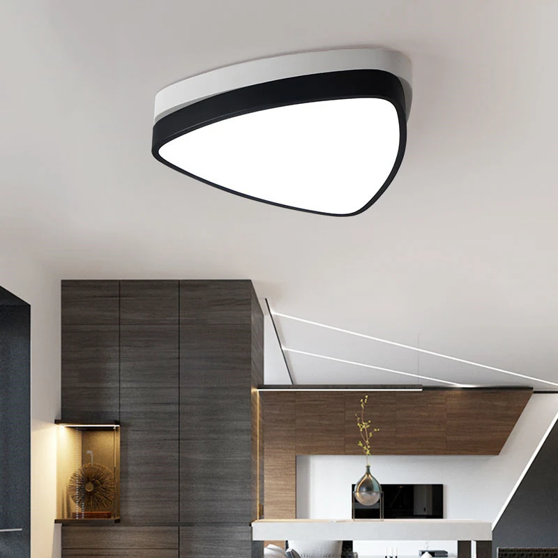 

Elegant Contemporary White Black Circle Square Triangle Indoor Home Led Lighting Ceiling Light With Remote Control For Bedroom