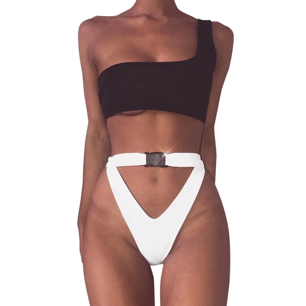 

bikini 2019 swimsuit swimsuit female separate padded tankini swimsuits women soild funny white swimming suit for women black set