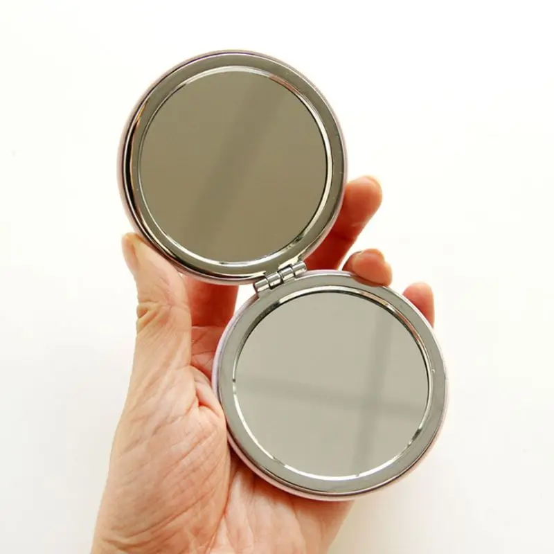 Портативное круглое складное мини карманное зеркало для макияжа для женщин и девочек, двухстороннее, яркие цвета, китайские забавные слова, напечатанные в случайном стиле
