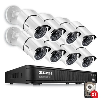 

ZOSI AHD TVI Analog Security Camera System 8ch CCTV System DVR Kit 1080P Security Camera 2mp Camera Surveillance System 2TB HDD