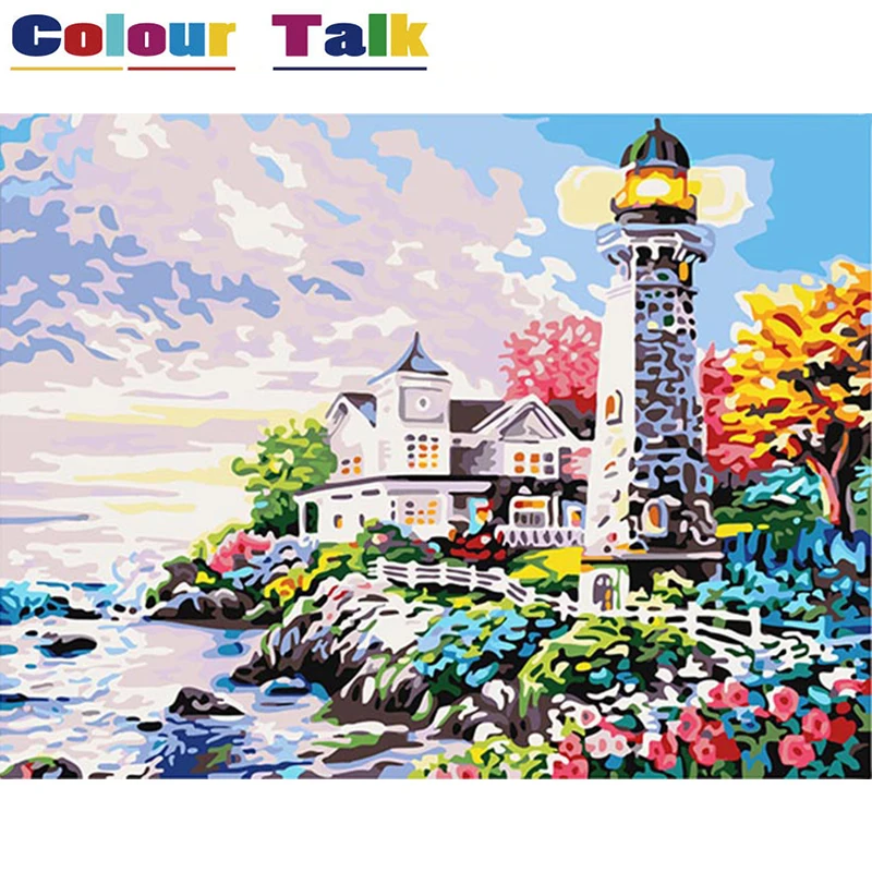 Castle Painting by Numbers Drawing on Canvas DIY Painting for Living