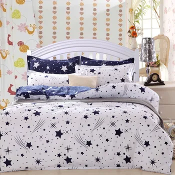 

Blue Star White AB Side 3pcs 4pcs Bedding Set Full King Queen Twin Double Size Duvet Cover 1.5m 1.8m 2m 2.2m Bed Sheet Bedlinens