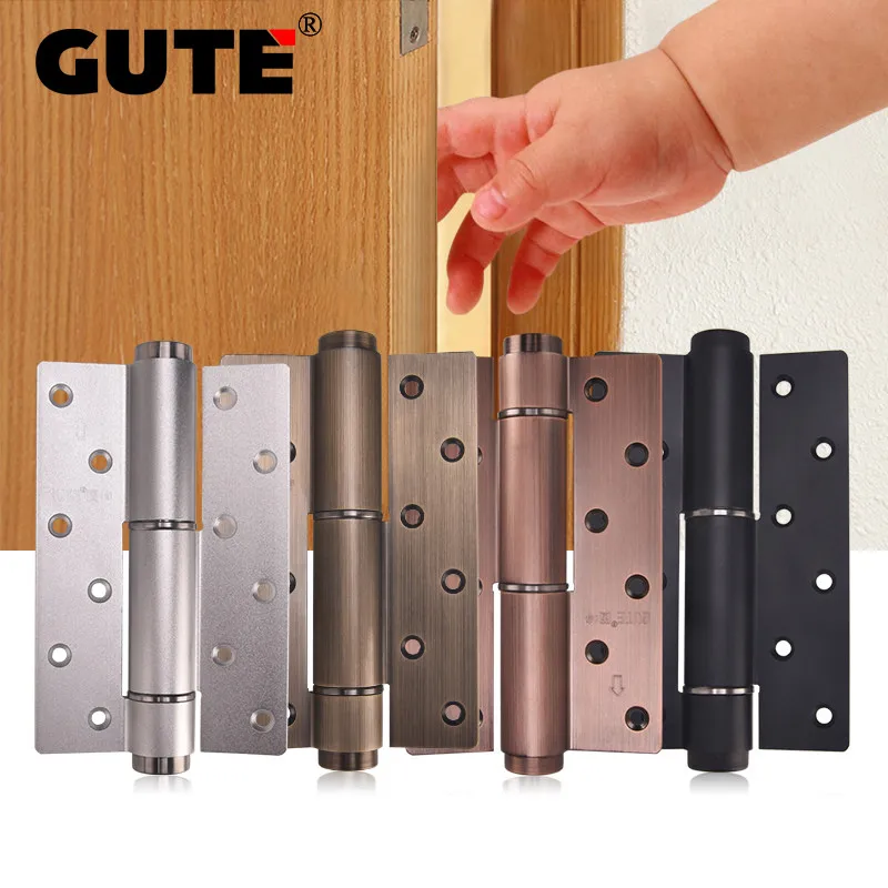 

GUTE 2Pcs aluminium multifunctional hydraulic pressure hinge Thickness 3mm Gate Bearing Hinge 6 inch Furniture door stop hold