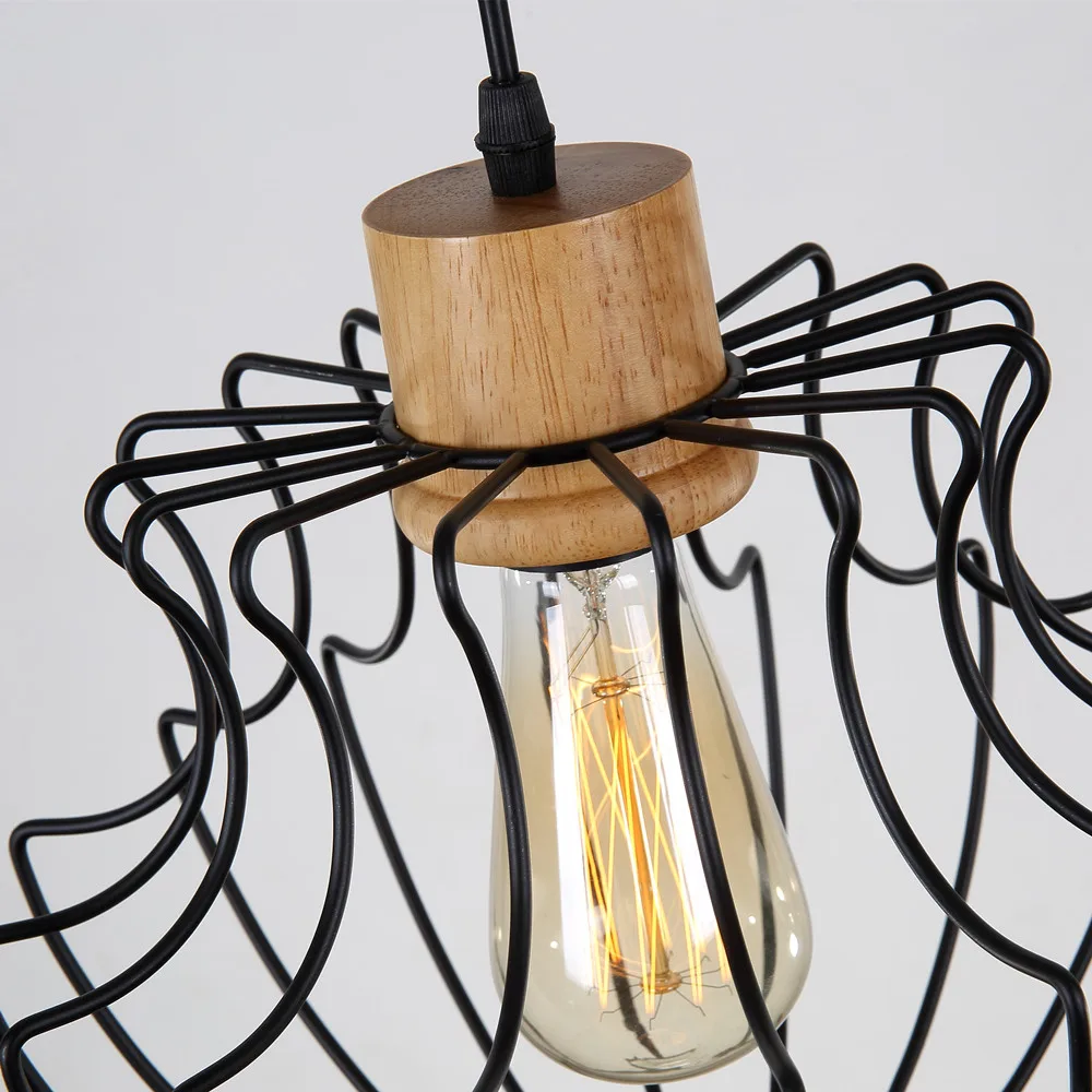 Антикварный деревянный Открытый Подвесные Светильники кованого железа