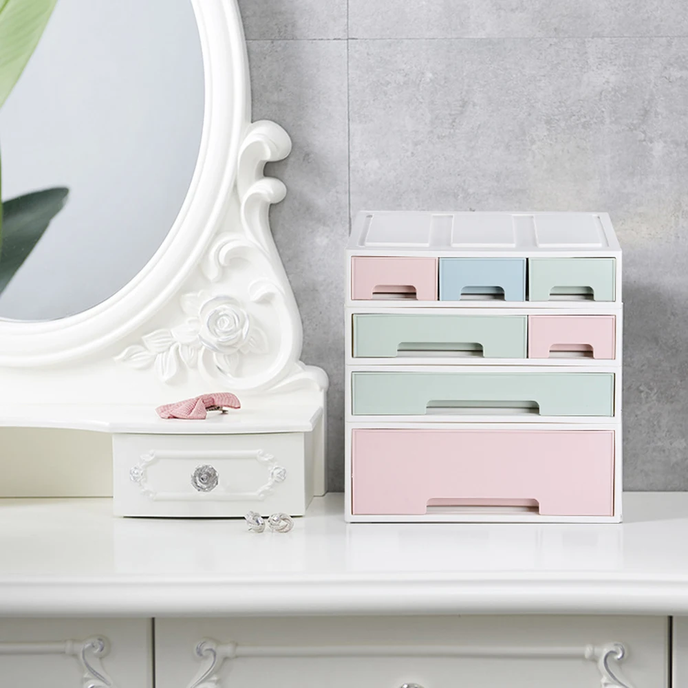 

3Colors Multi-grid Plastic Stackable Drawer Jewelry Earring Storage Cabinet Desktop Sundries Cosmetics Organizer Box 32x19.2x7cm