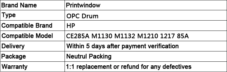 Printwindow высокое качество opc совместимый фотобарабан для hp CE285A M1130 M1132 M1210 1217 85A