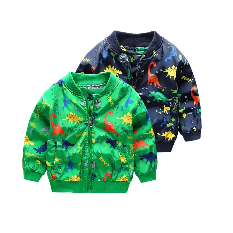 

2019 spring autumn 1-7 years old children's coat boys jacket cartoon dinosaur printing Cute fashion wild windbreaker outwear