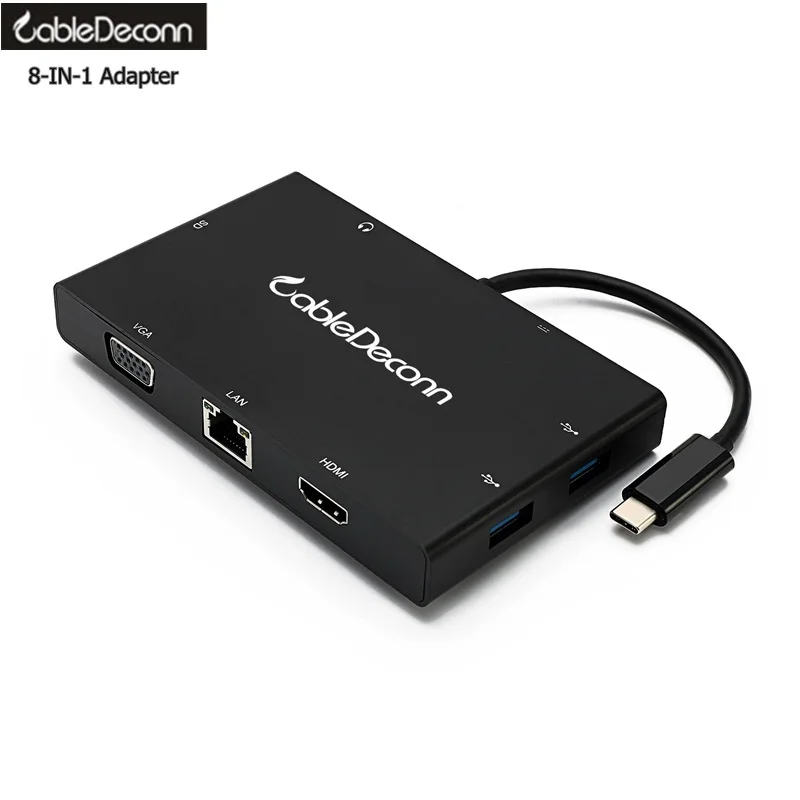 Thunderbolt 3 hdmi vga rj45 ethnernet Multiport hub type c to usb3 0 3 5mm jack