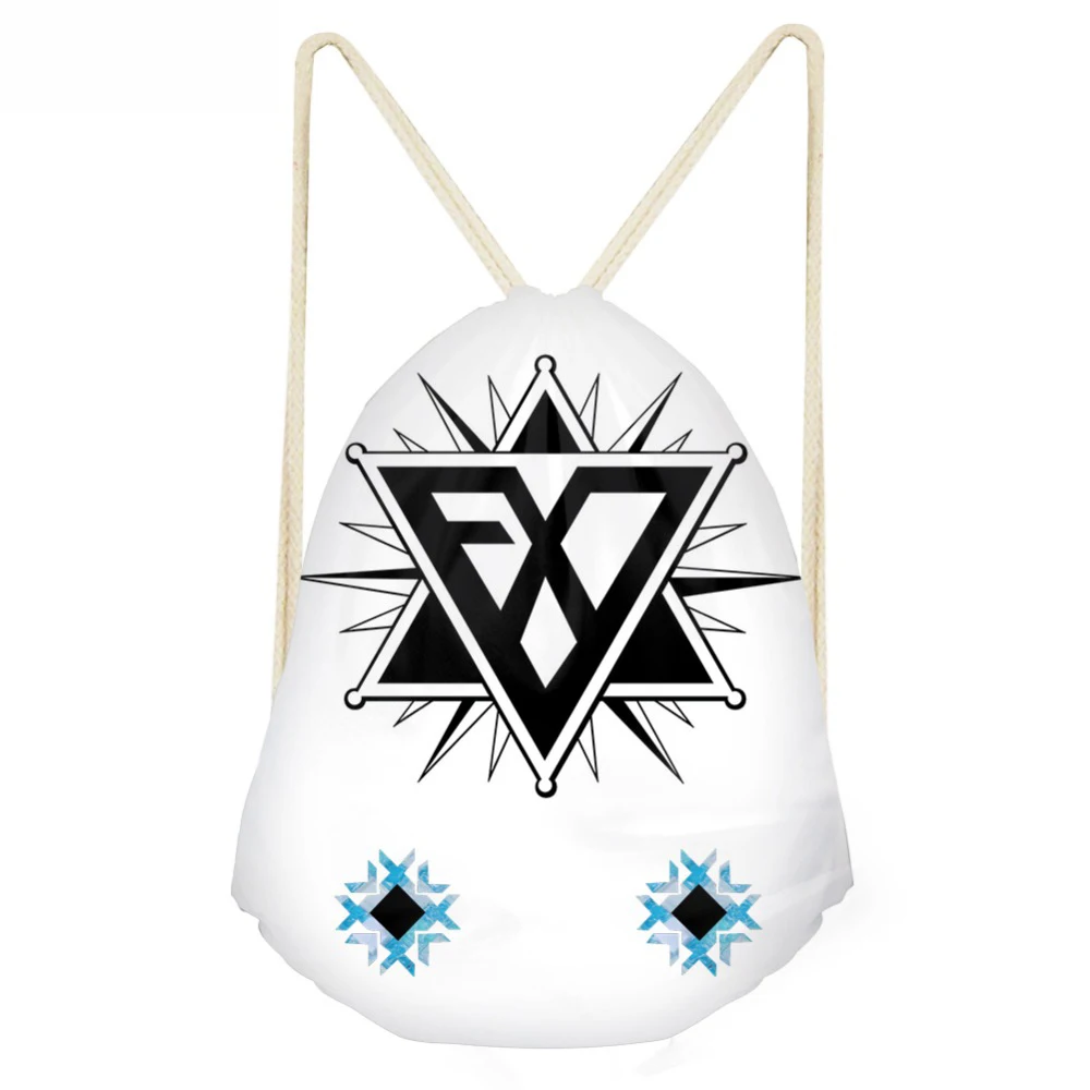 ThiKin Women Men Drawstring Bag Kpop EXO Logo Backpack Boys Girls Storage Package Custom bags Bolso