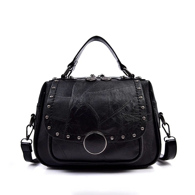 Женские сумки модные женские лоток для курьерских сумок сумка через плечо роскошные заклепки дизайнерские сумки на плечо Bolsa высокое качество маленькие сумки - Цвет: Black