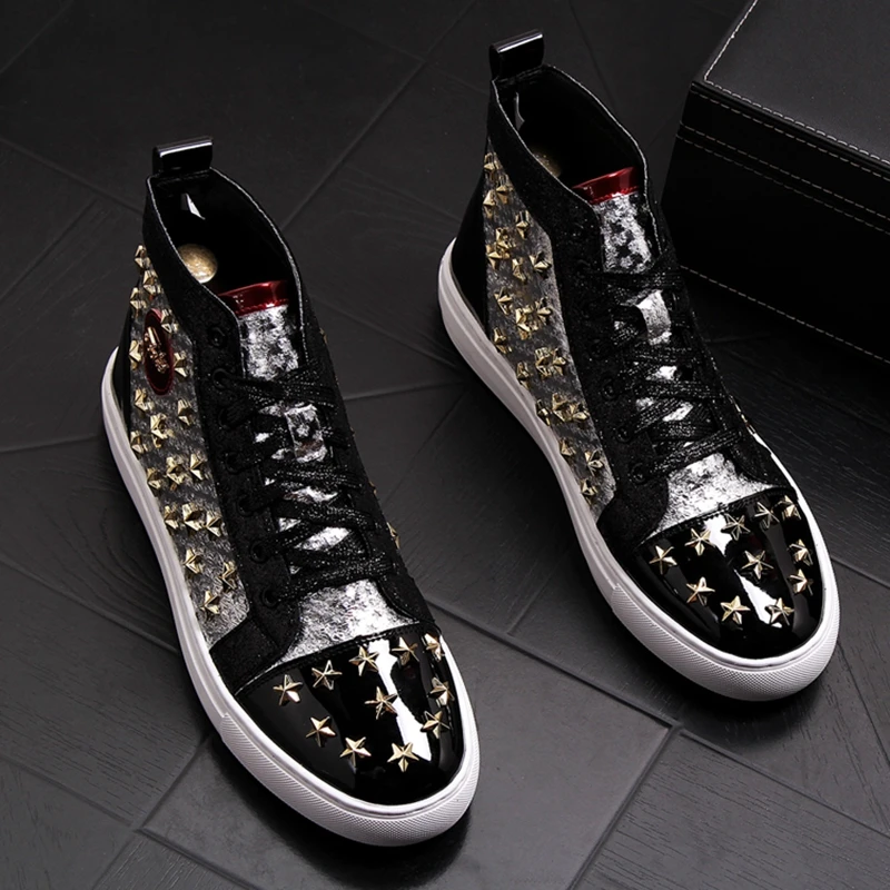 Hommes Hop Hip Mocassins Chaussures Top rouge Mode En High Rivets De Baskets Panda Peluche Montantes 2019 Américain Décontracté Drapeau Plates Noir oQrCBdxeW