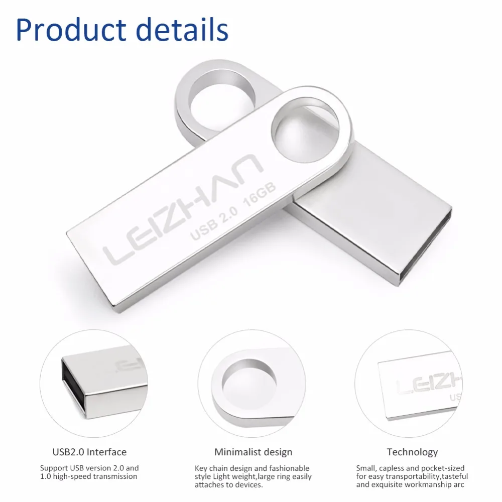 LEIZHAN USB флэш накопитель металлический флеш usb 64 ГБ 32 оперативной памяти 16 Гб