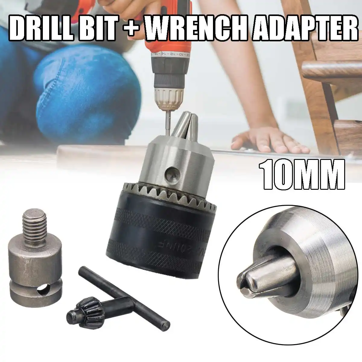 

2pcs 3/8" Heavy Duty Drill Chuck Key Type Universal Electric Drill Bit Wrench Adapter Converter Socket for Impact Wrench Tool