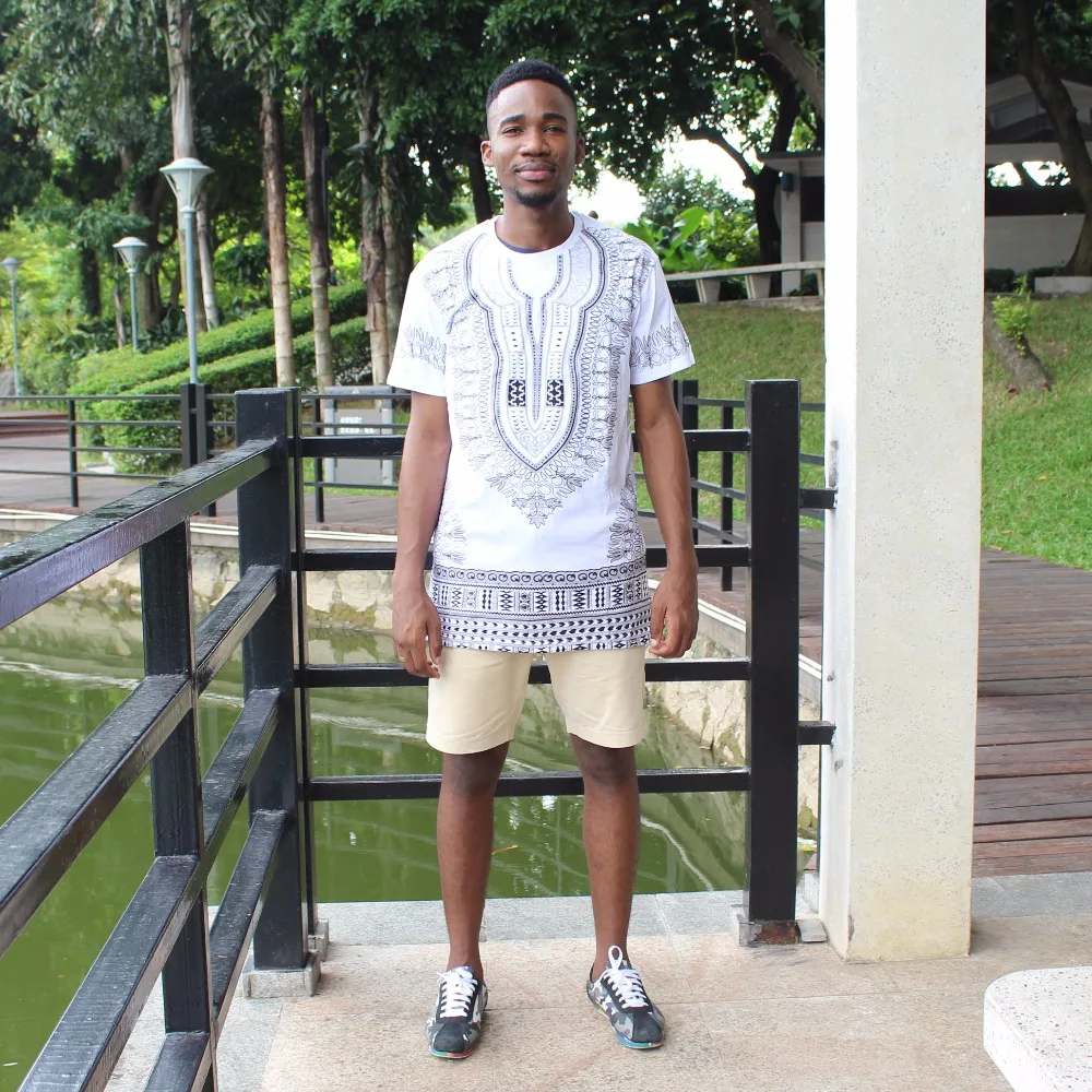 Dashiki T-shirt 2017 African Men Traditional Print Dashiki Short Sleeve Bazin Riche T-shirt Clothing African Cotton Tops For Man african dress style