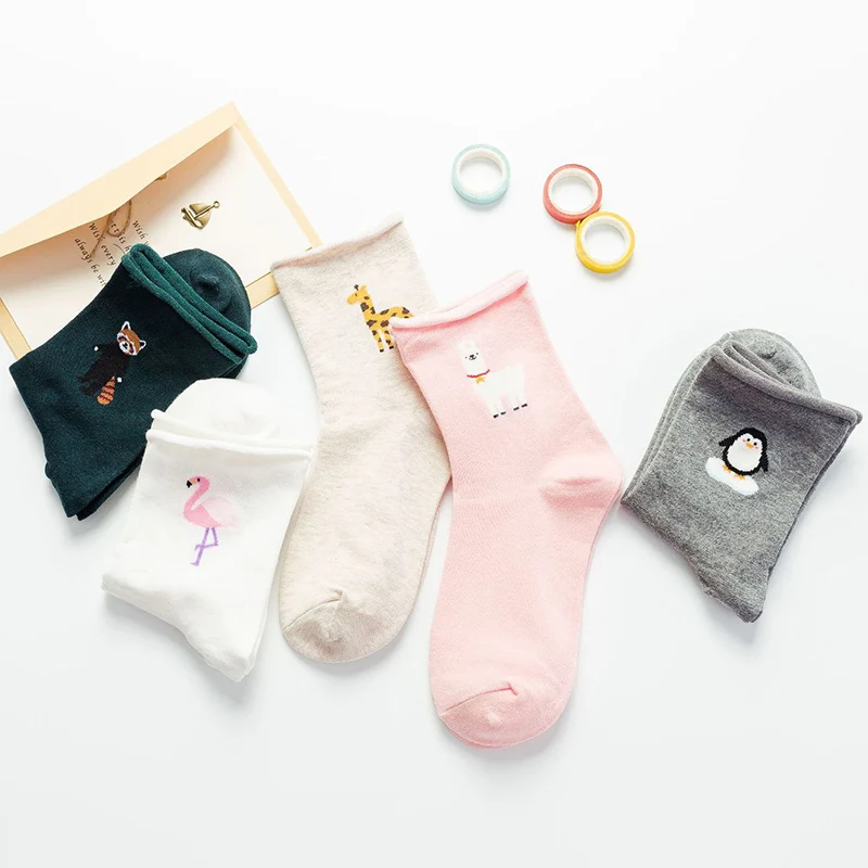 Забавные носки хлопковые милые животные принты женские носки Meias Harajuku Короткие носки для девочек женские носки милые дамские носки