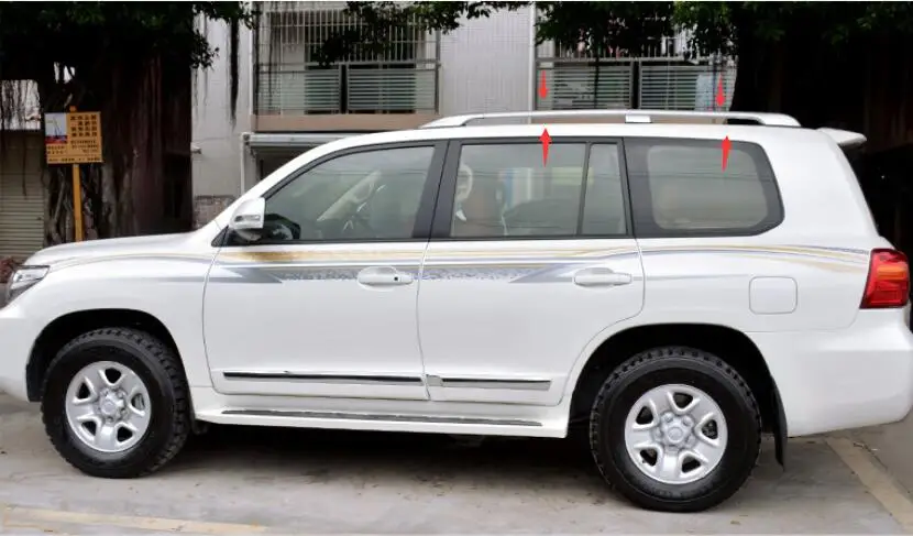 عالية الجودة الألومنيوم سبيكة سقف رف الجانب شريط القضبان لتويوتا لاند كروزر LC200 FJ200 2008-2017 عالية الجودة الألومنيوم سبيكة سقف رف الجانب شريط القضبان لتويوتا لاند كروزر LC200 FJ200 2008-2017