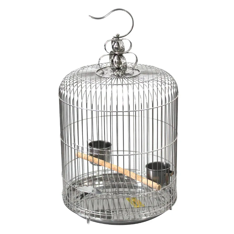 

Stainless Steel Decorative Bird Cage Starling Parrot Large Round Bird Cage Well-made Beautiful Large Space Strong Durable