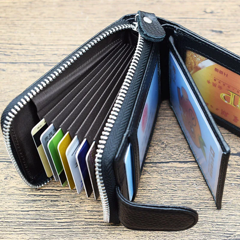 

New brand fashion cards wallet for women luxury black business card holders women's purse genuine leather credit card case cover