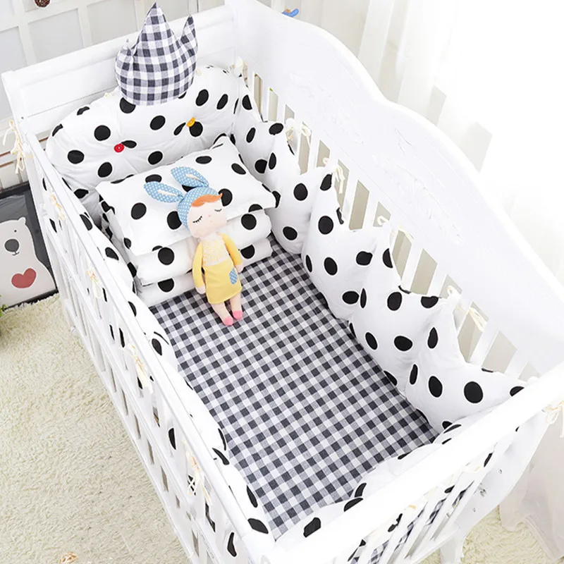 Cartoon Cotton 5Pcs/Set Baby Bed Suite Crib Bumpers And Sheet Comfortable Baby Bedding Set 6 Colors Newborns Infant Bedding Kit