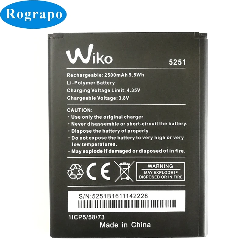 Новый 2500mAh Wiko 5251 Сменный аккумулятор для Pulp 3G 4G / WIKO 3913 Lenny 4 Plus + батареи