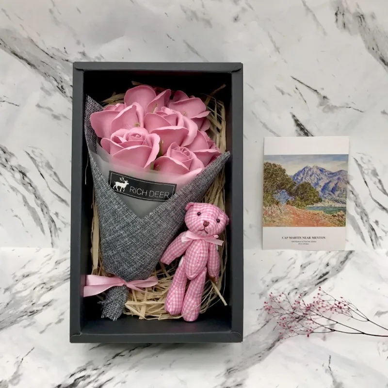 

Soap Flowers Artificial Rose Flower Gift Handmade Diy Box Girl Birthday Women Valentine's Day Wedding Gift parure de mariage