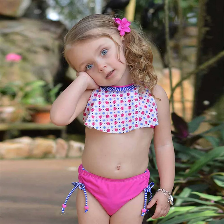 

CHAMSGEND Baby Toddler Girls Floral Printed Swimwear Bathing Bikini Briefs Set Outfits Swimsuit Thin Belt High Quality Jan 3