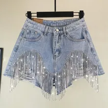 2019 Summer European Style High Quality Diamond Tassels Denim Shorts Woman Fashion High Waist Jeans Shorts 2019 Summer European Style High Quality Diamond Tassels Denim Shorts Woman Fashion High Waist Jeans Shorts