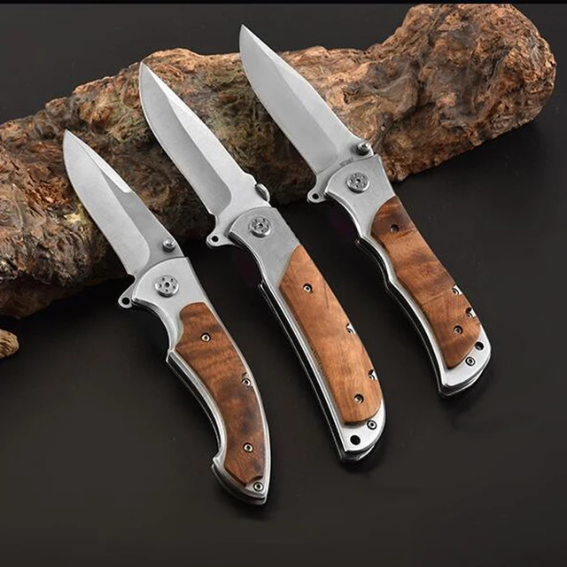 [ Small Model ]portable tactical folding knife Color wood handle wood blade camping survival