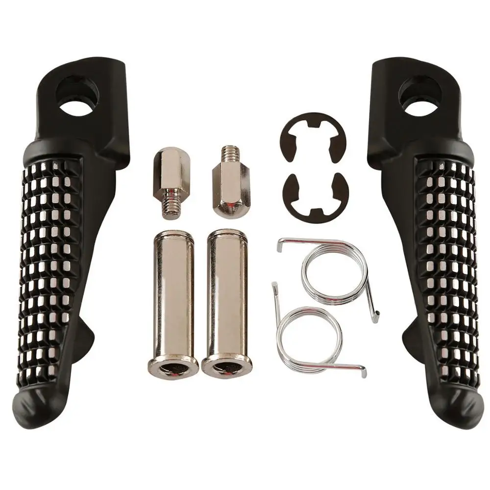 

Matte Black Front Rider Foot Pegs Footrests Bracket Set For KAWASAKI ZX636 2005-2006 ZX6R 2005-2008
