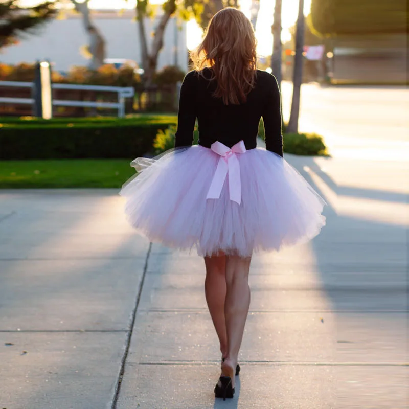 Милые жемчужные розовые короткие пышные фатиновые юбки для женщин с милым бантом, размер цвета,, Высококачественная мини-юбка-пачка для женщин, Saias