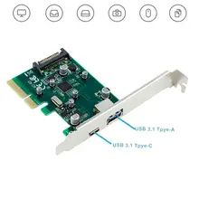 PCI-E 4X To USB 3.1 Type-C Type-A SATA Power Supply Dual Port Hard Disk Desktop Computer Express Controller Adapter Card EM88