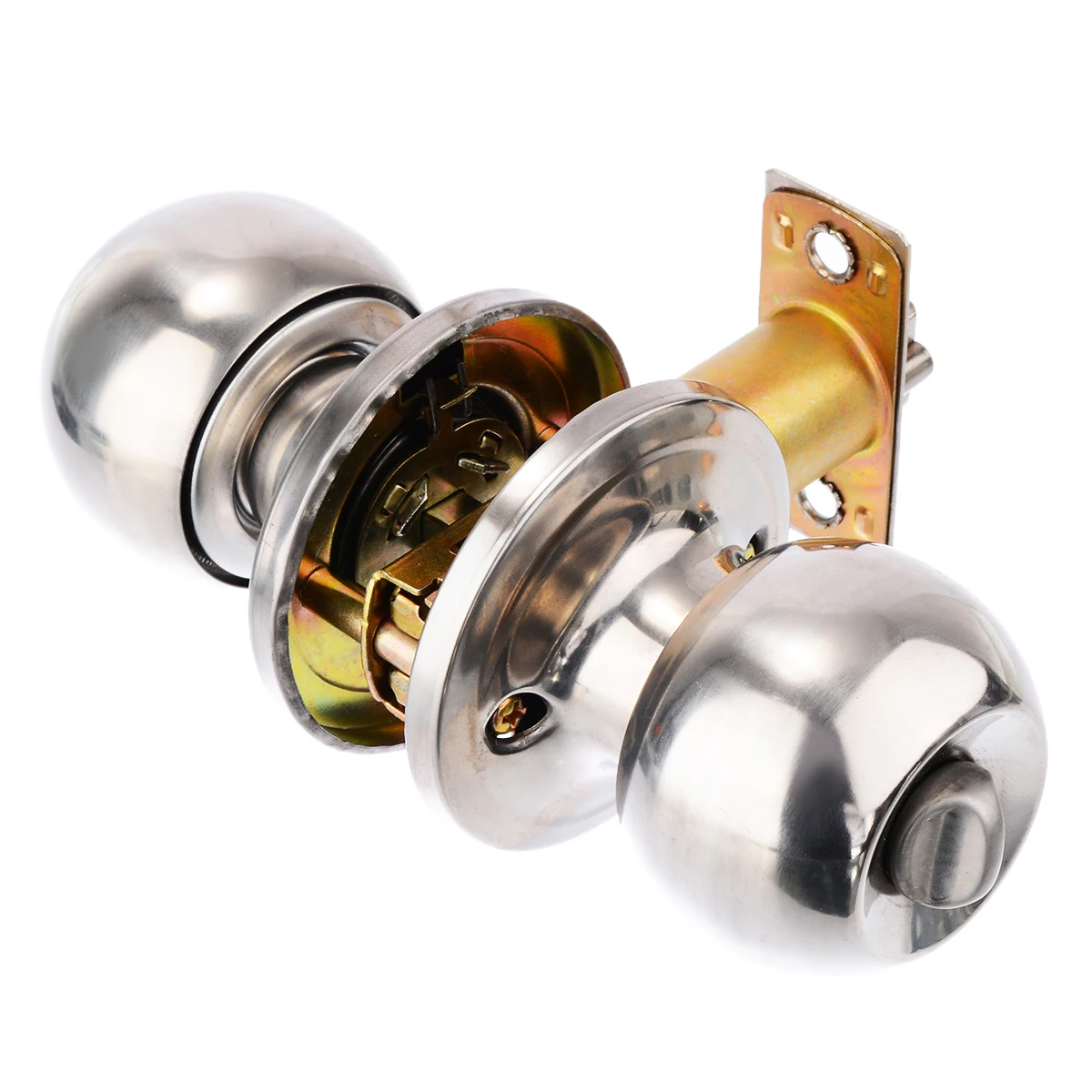 1pcs Stainless Steel Round Ball Privacy Door Knob Set Bathroom Handle Lock With Key Hardware Door Locks