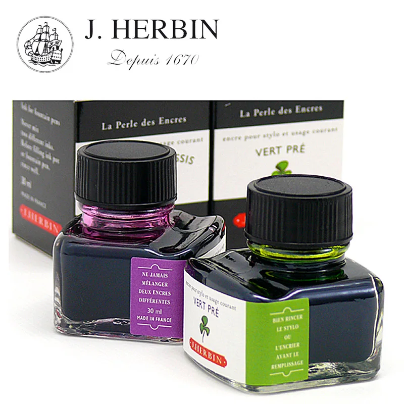 J.HERBIN Ink Smooth Writing Color Dye Fountain Pen Ink Refilling Inks Watercolor Stationery School 30ml Drawing Office Supplies