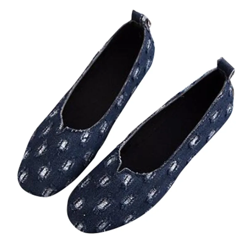 

2019 Denim Vamp Fashion Design Women Flats Oxford Bottom Woman's Autumn Casual Shoes XWD6111