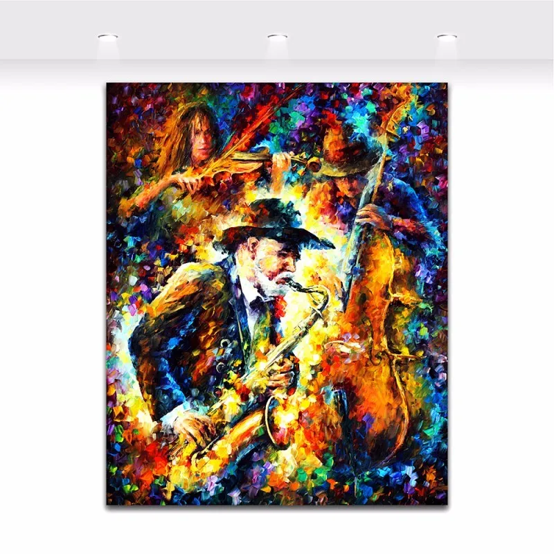 

Jazz Music Saxophone Soul Musician Palette Knife Oil Painting Picture Art Painted On Canvas For Home Office Hotel Wall Decor