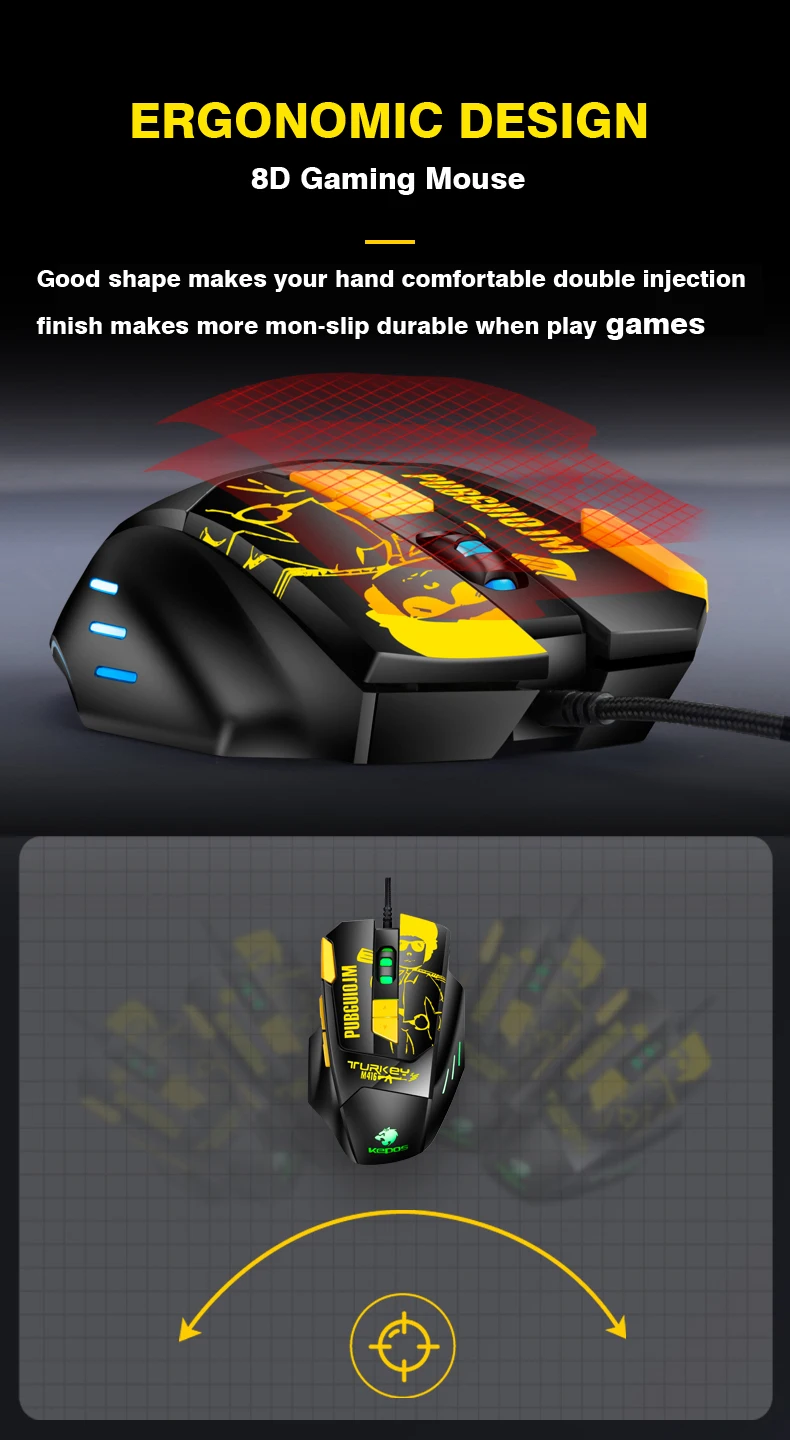 RGB8 USB wired optical gaming mouse in net bar Playerunknown's Battlegrounds