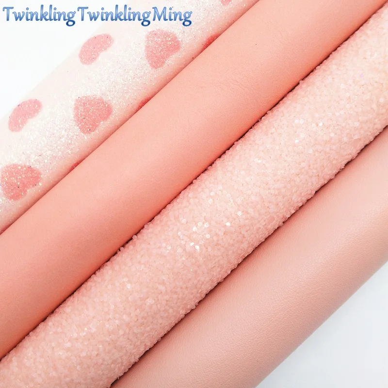 

PINK Chunky Glitter Canvas Sheet, 8"x11" Glitter Sheets, Plaids Stars Faux Leather Sheet For Hair Bow & Earring Fabric XM057