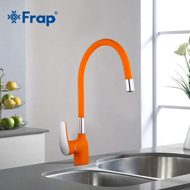 Best Quality Frap New Arrival Orange Silica Gel Nose Any Direction Kitchen Faucet Cold and Hot Water Mixer Torneira Cozinha Crane F4453-02