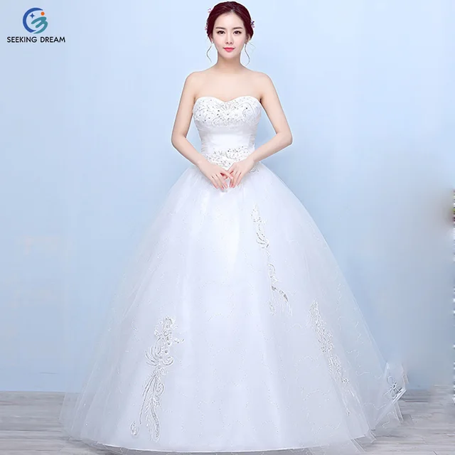 2017 Summer New Ivory White Ball Gown Dress Strapless Wedding 2017 Summer New Ivory White Ball Gown Dress Strapless Wedding Elegant Bride Laceup Back Princess