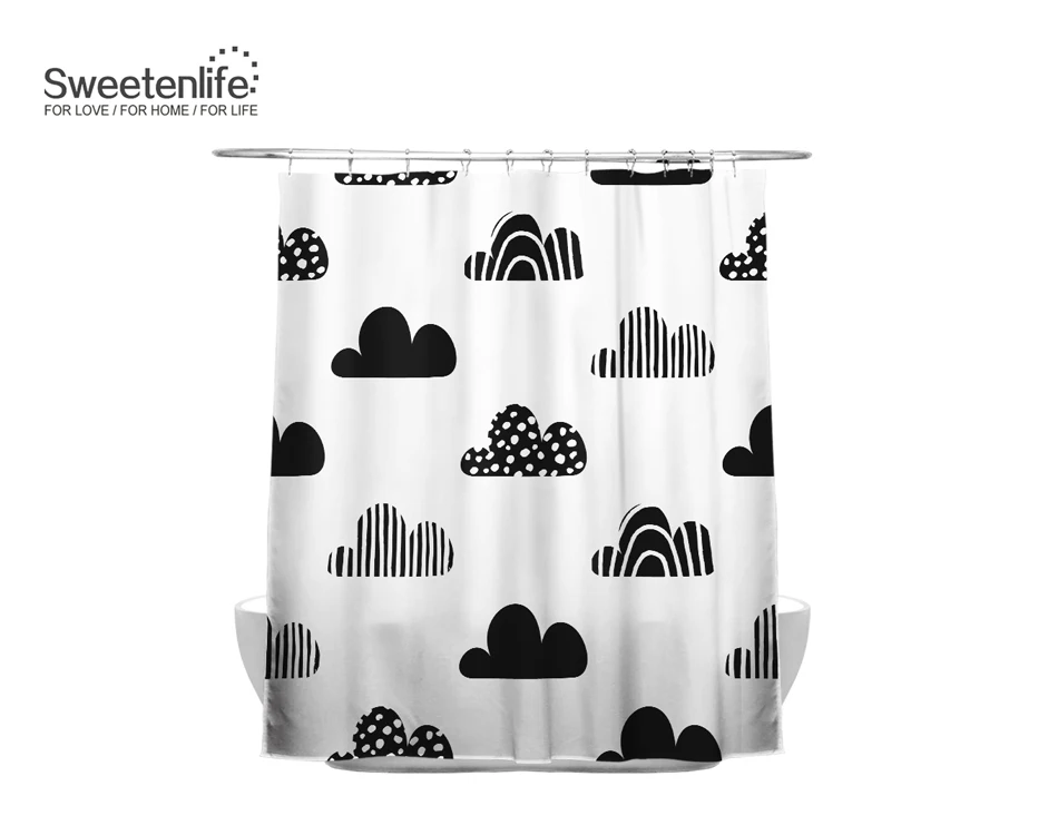 Sweetenlife 150x180 см занавеска для ванной комнаты капли дождя и облака узор Водонепроницаемая штора Экологичная ткань занавеска для душа