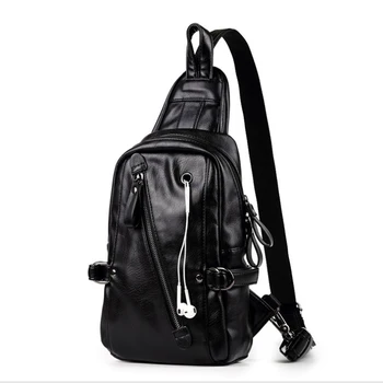 

2019 New Fashion High Quality Men Chest Bags Leather Large Size Shoulder Crossbody Bag For Young Man Brand Sling Bags Packs