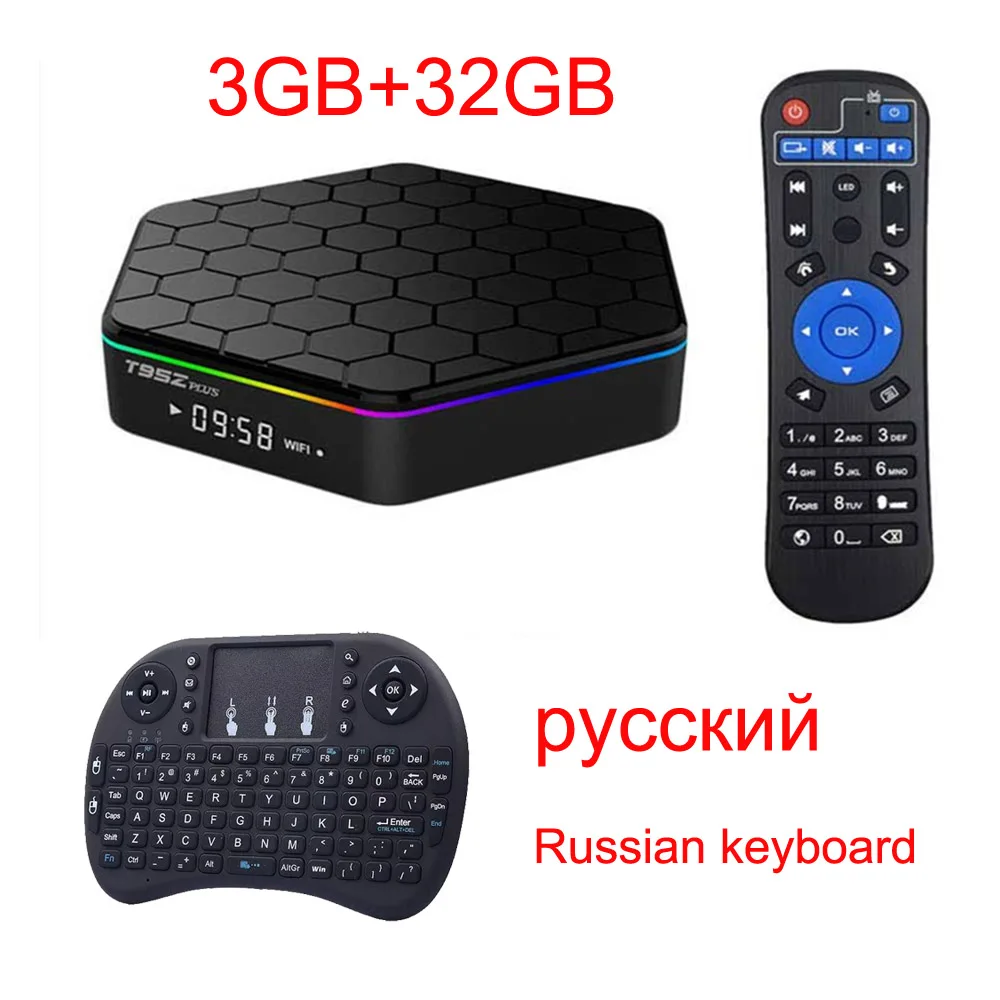 3G RU KEYBOARD T95Z плюс Android 7,1 smart tv box Amlogic S912 Octa Core Оперативная память 2G 3g+ 16 г 32 г Android ТВ-приемник с wifi 4 K Мультимедийный проигрыватель с iptv декодер каналов кабельного телевидения - Цвет: 3G RU KEYBOARD