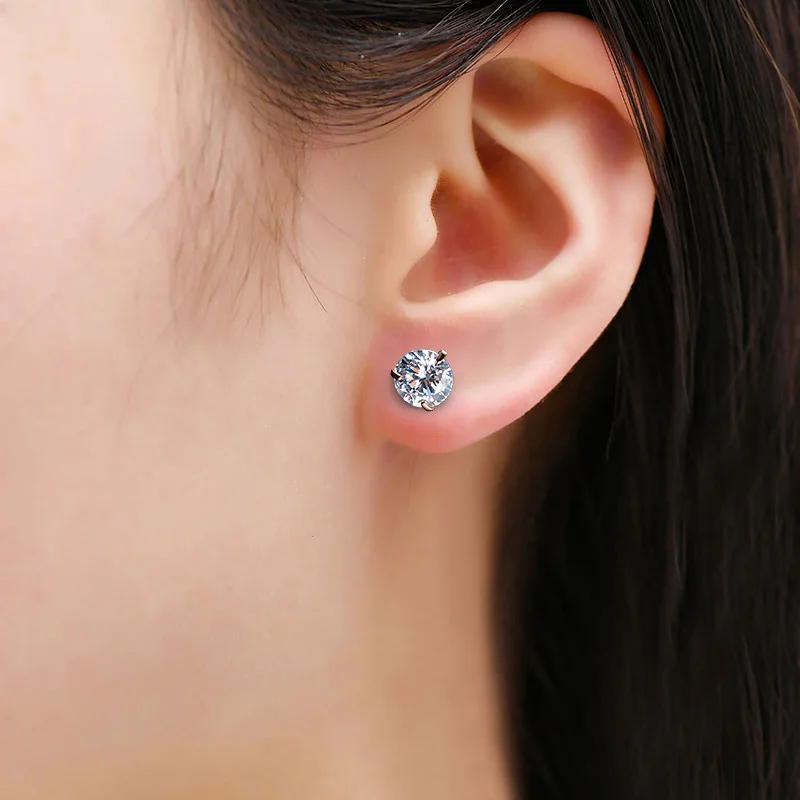 Женские серьги гвоздики с фианитами 5 мм|fashion stud earrings|stud earringszircon earrings |
