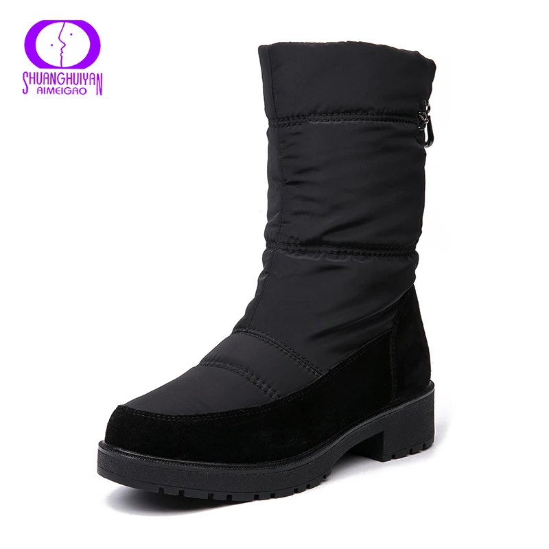 AIMEIGAO 2018 New Snow Boots For Women Winter Fur Warm Boots Waterproof Thick Bottom Flats Comfortable Heels Shoes Women's Shoes