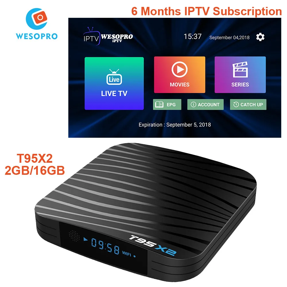 2G16G 6 Months IPTV T95X2 Android 8,1 tv Box 2 ГБ/16 ГБ Поддержка британских польских голландские, французские арабские немецкие Albania иврит Испания Швеция Danmark Latino IP tv - Цвет: 2G16G 6 Months IPTV
