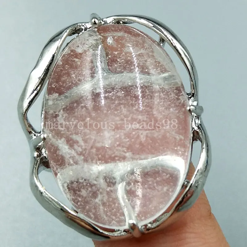 

Free Shipping Beautiful jewelry White Crystal Women Men Art Oval Ring 7~12" Adjust Size PC5094