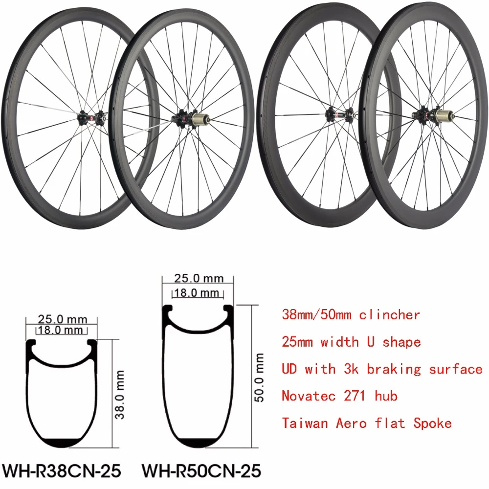 de carbono ligeras chinas, 38mm, 50mm, perfil de o Clincher, juego de ruedas de bicicleta de carretera|Rueda de bicicleta| - AliExpress